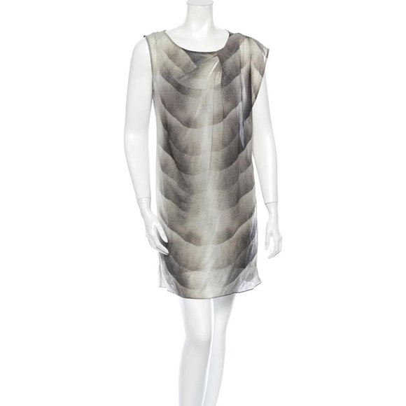 Helmut Lang Grey & Black Sheer Sleeveless Dress w/ Grey Slip - Size Petite - Picture 1 of 4